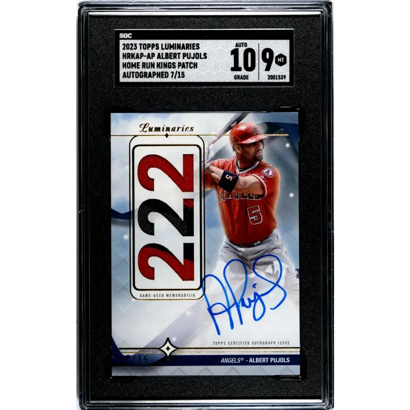 2023 Topps Luminaries #HRKAP-AP Albert Pujols SGC 9 MINT MEM Auto 7/15 Anaheim Angels Baseball Card - Baseball Card