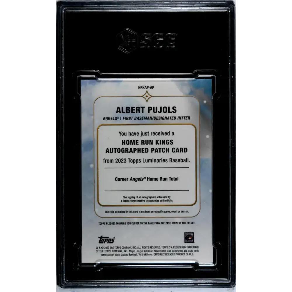 2023 Topps Luminaries #HRKAP-AP Albert Pujols SGC 9 MINT MEM Auto 7/15 Anaheim Angels Baseball Card - Baseball Card