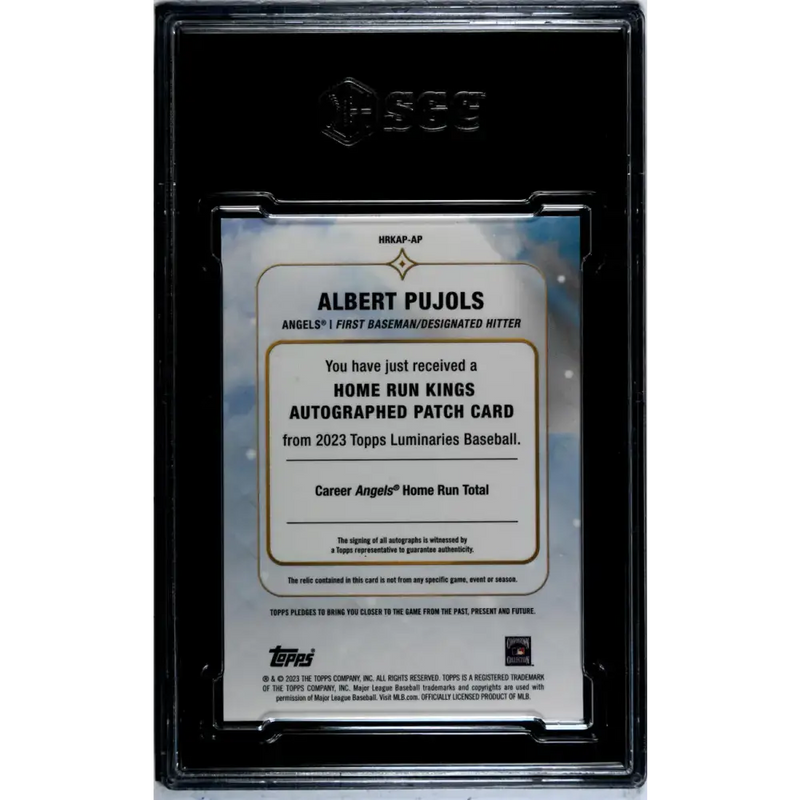 2023 Topps Luminaries #HRKAP-AP Albert Pujols SGC 9 MINT MEM Auto 7/15 Anaheim Angels Baseball Card - Baseball Card