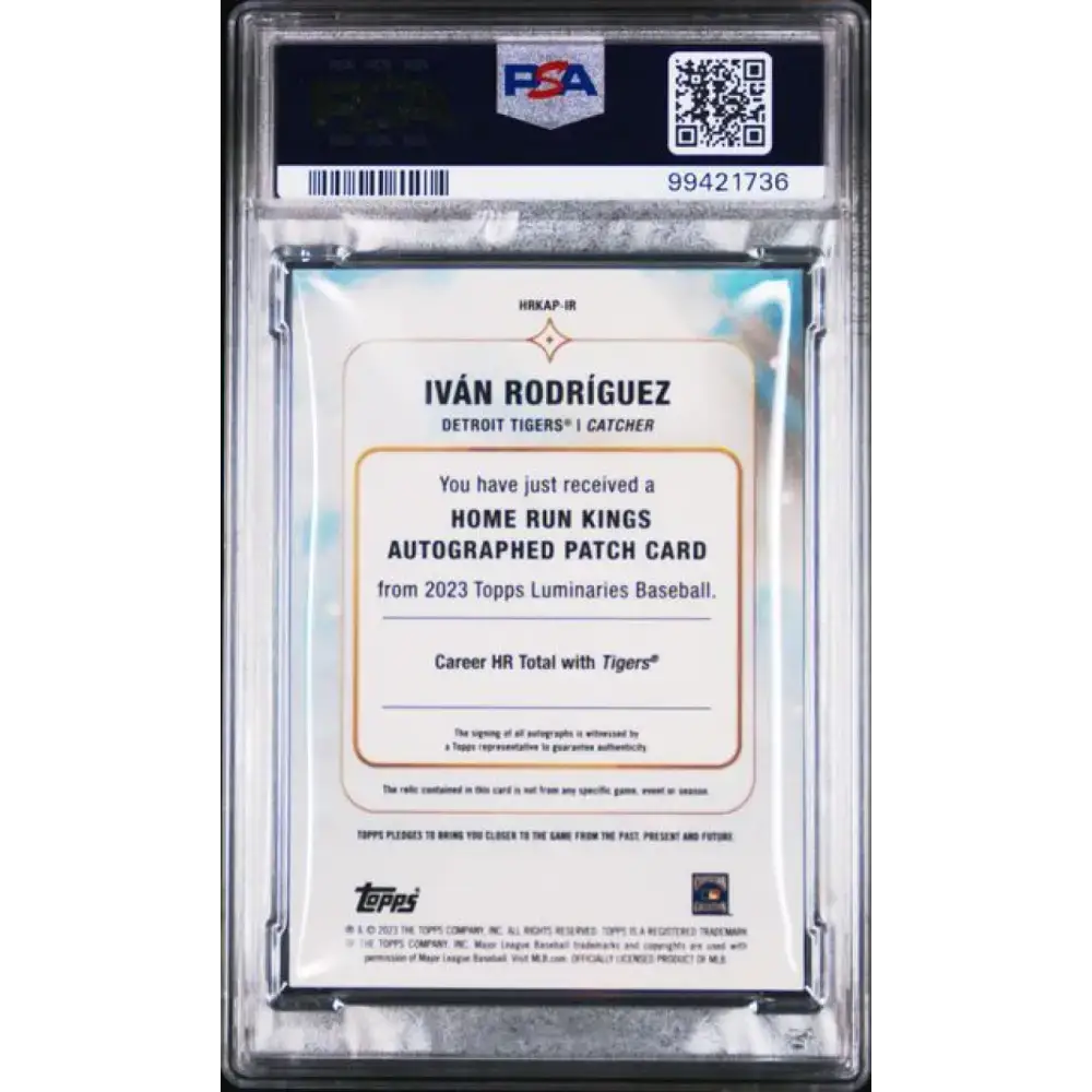 2023 Topps Luminaries #HRKAPIR Ivan Rodriguez PSA 9 MINT MEM Auto 1/15 Detroit Tigers Baseball Card - Baseball Card