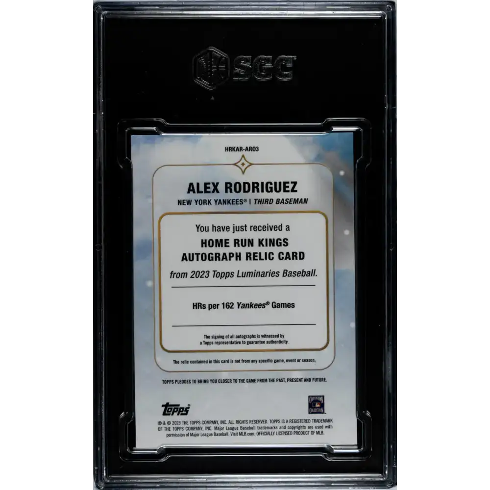 2023 Topps Luminaries #HRKAR-AR03 Alex Rodriguez SGC 9.5 MINT+ MEM Auto 12/15 New York Yankees Baseball Card - Baseball