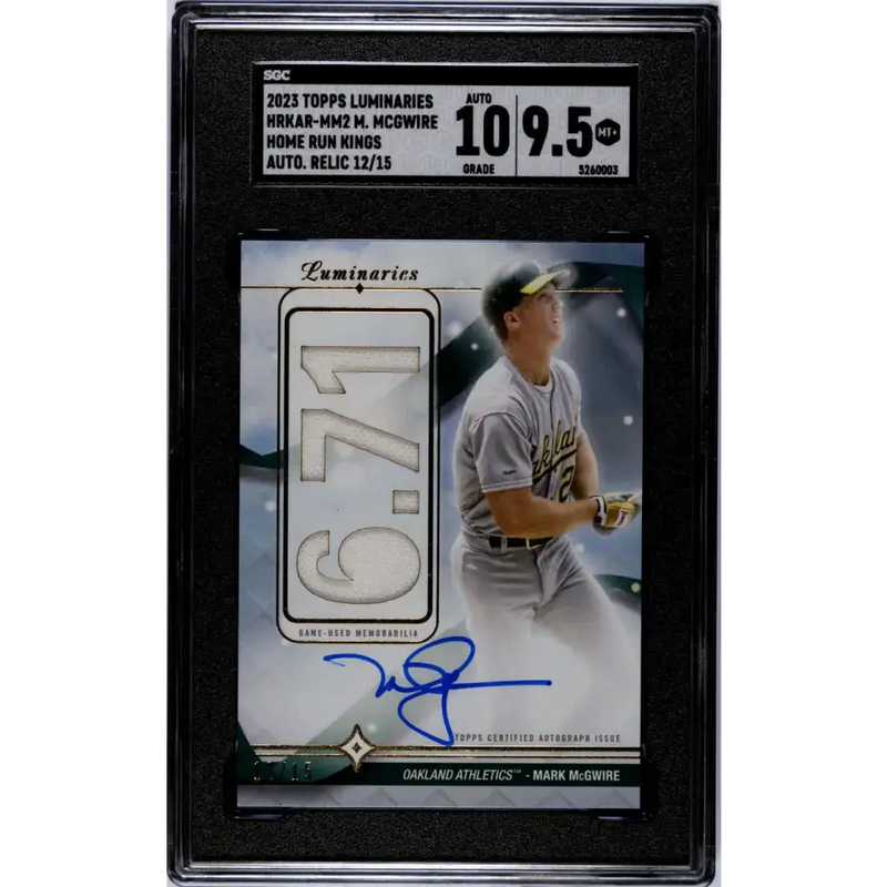 2023 Topps Luminaries #HRKARMM2 Mark McGwire MEM Auto 12/15 Oakland Athletics Baseball Card - Baseball Card Single
