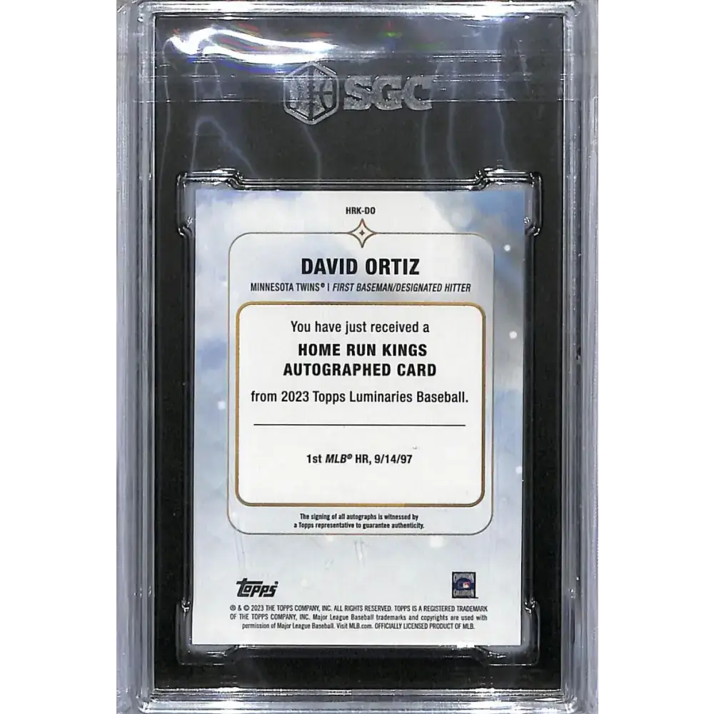 2023 Topps Luminaries #HRKDO David Ortiz SGC 9.5 MINT+ Auto 7/15 Minnesota Twins Baseball Card - Baseball Card Single
