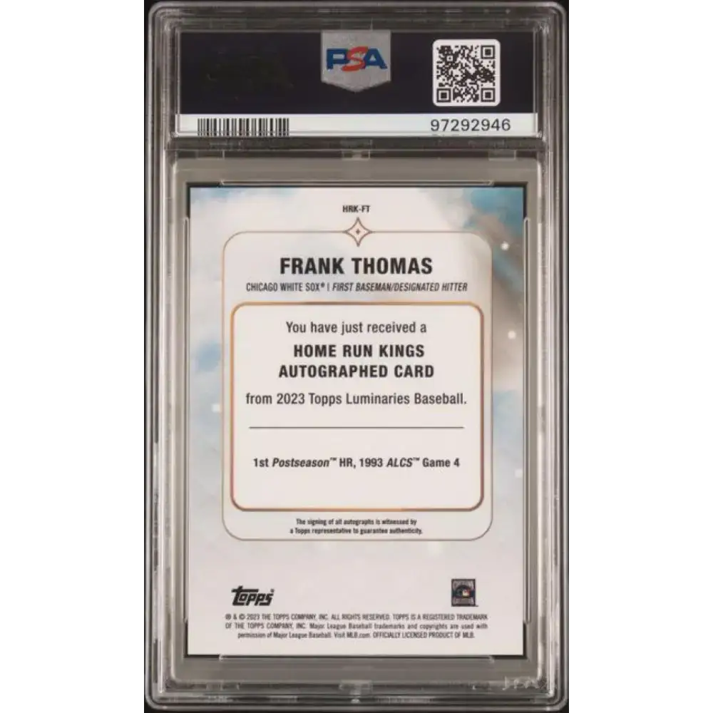 2023 Topps Luminaries #HRKFT Frank Thomas PSA 10 GEM MINT Auto 1/15 Chicago White Sox Baseball Card - Baseball Card