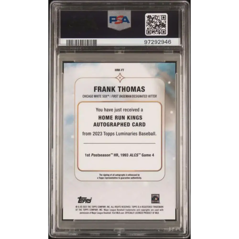 2023 Topps Luminaries #HRKFT Frank Thomas PSA 10 GEM MINT Auto 1/15 Chicago White Sox Baseball Card - Baseball Card