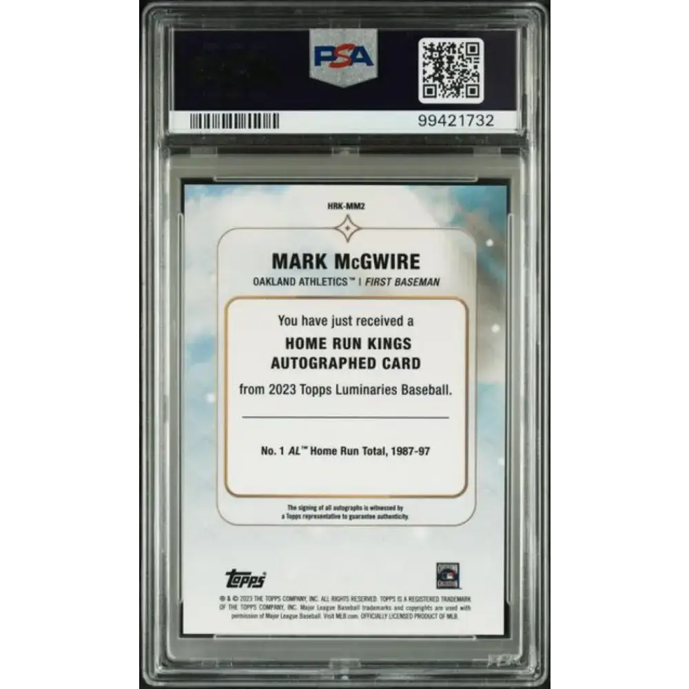 2023 Topps Luminaries #HRKMM2 Mark McGwire PSA 9 MINT Auto 3/5 Oakland Athletics Baseball Card - Baseball Card Single