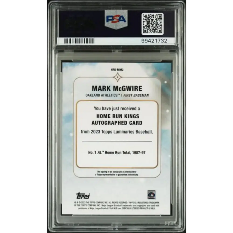 2023 Topps Luminaries #HRKMM2 Mark McGwire PSA 9 MINT Auto 3/5 Oakland Athletics Baseball Card - Baseball Card Single