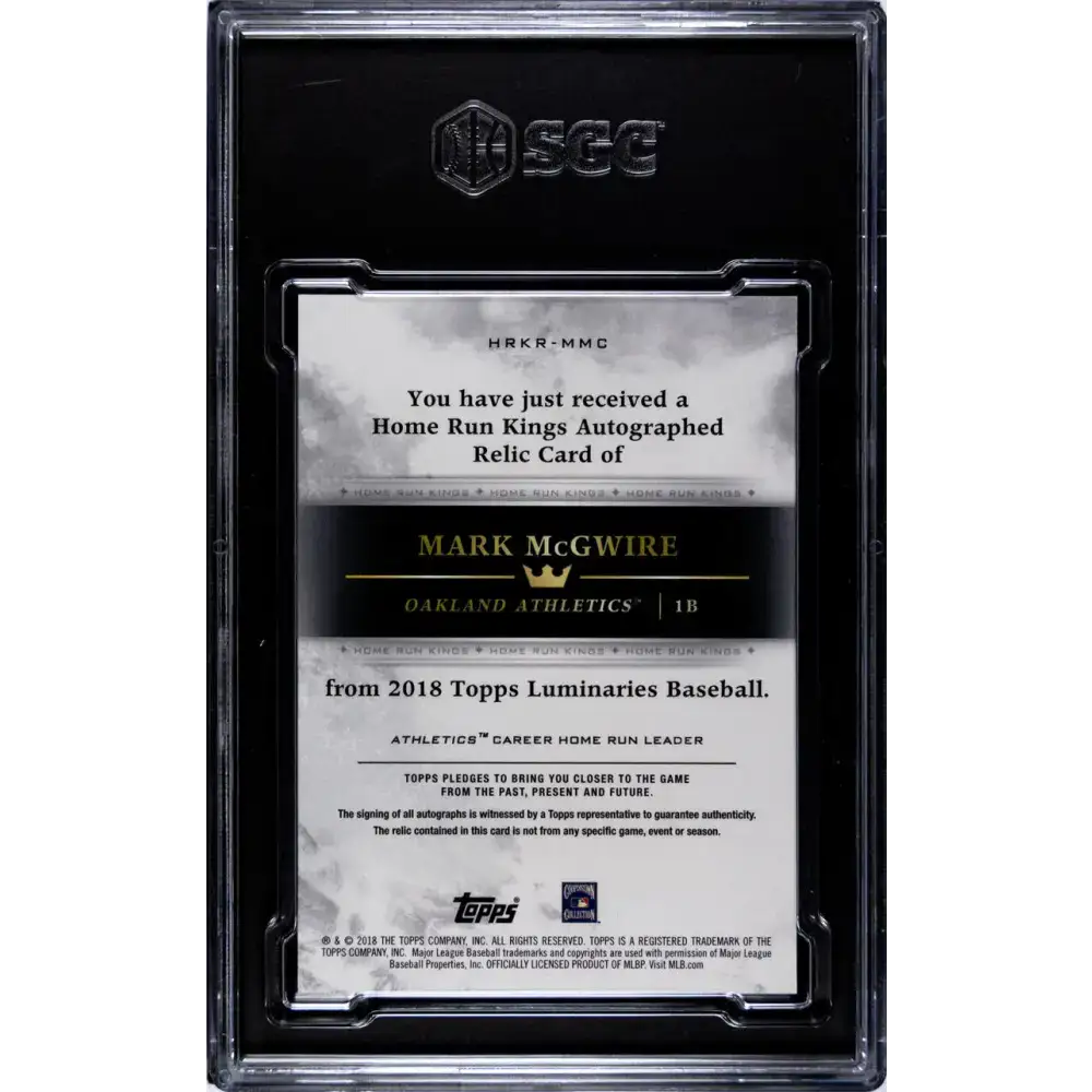 2023 Topps Luminaries #HRKRMMC Mark McGwire MEM Auto 3/15 Oakland Athletics Baseball Card - Baseball Card Single