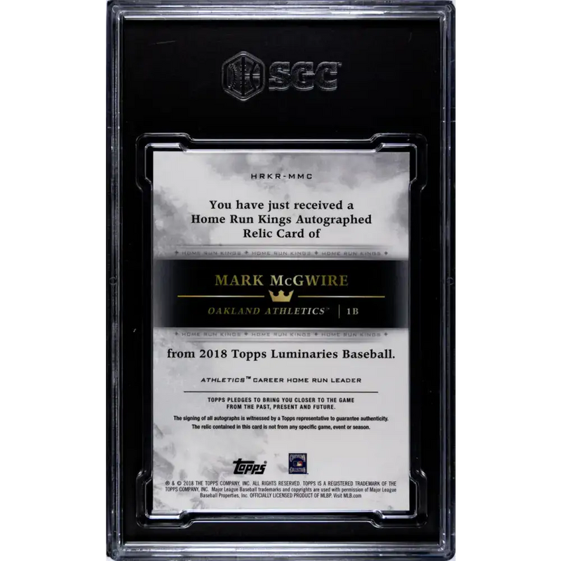 2023 Topps Luminaries #HRKRMMC Mark McGwire MEM Auto 3/15 Oakland Athletics Baseball Card - Baseball Card Single