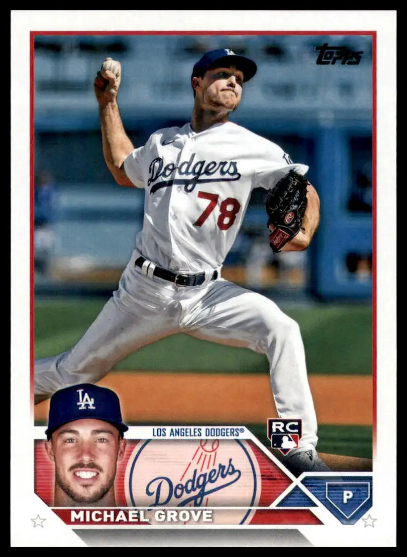 2023 Topps Michael Grove RC 15 Los Angeles Dodgers Baseball NM - Baseball Card Single