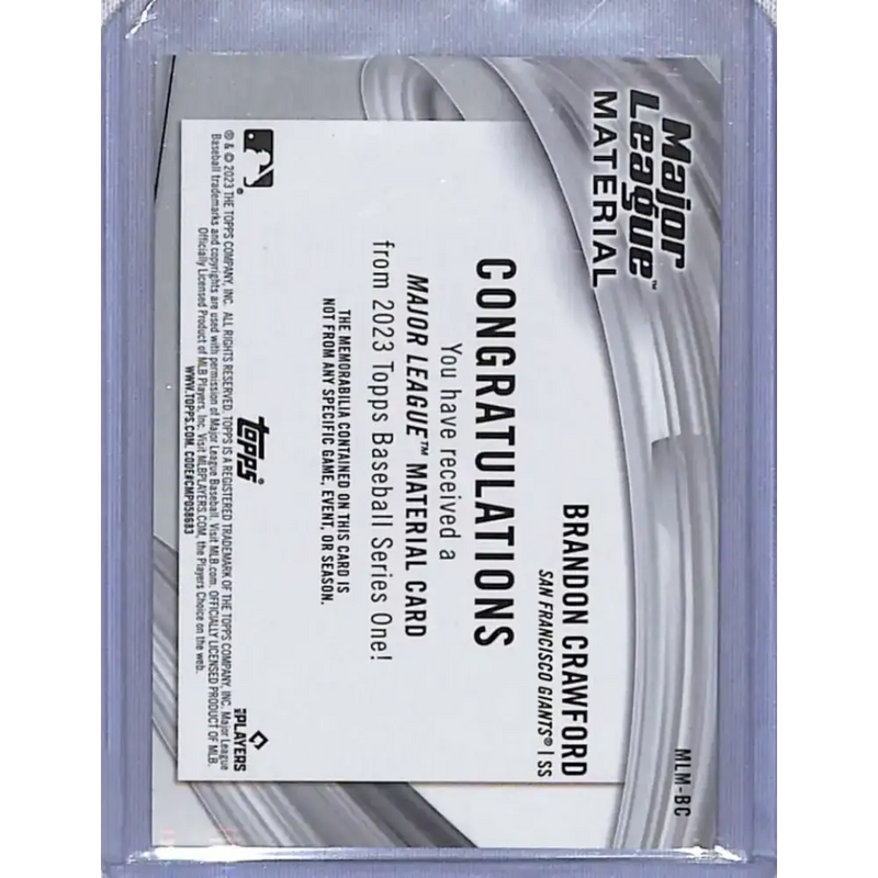 2023 Topps #MLM-BC Brandon Crawford San Francisco Giants NM-MT Baseball Card - Baseball Card Single