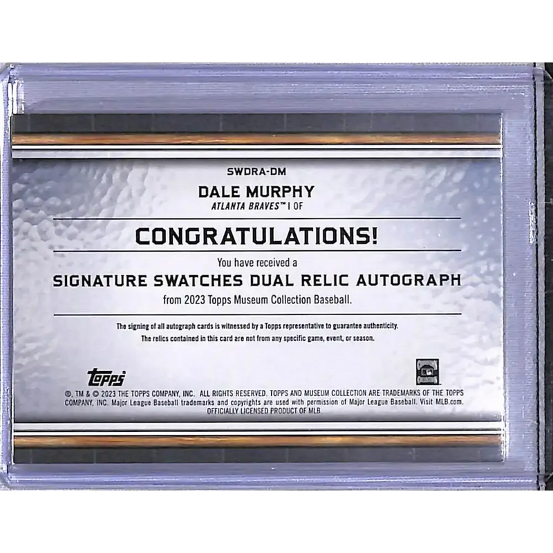 2023 Topps Museum Collection Signature Swatches #SWDRA-DM Dale Murphy NM-MT MEM Auto 10/25 Atlanta Braves - Baseball