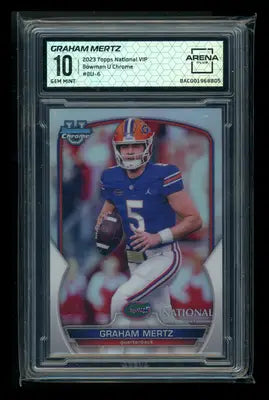 2023 Topps National VIP Bowman U Chrome Graham Mertz #BVU-6 Arena Club 10 - Football Card Single