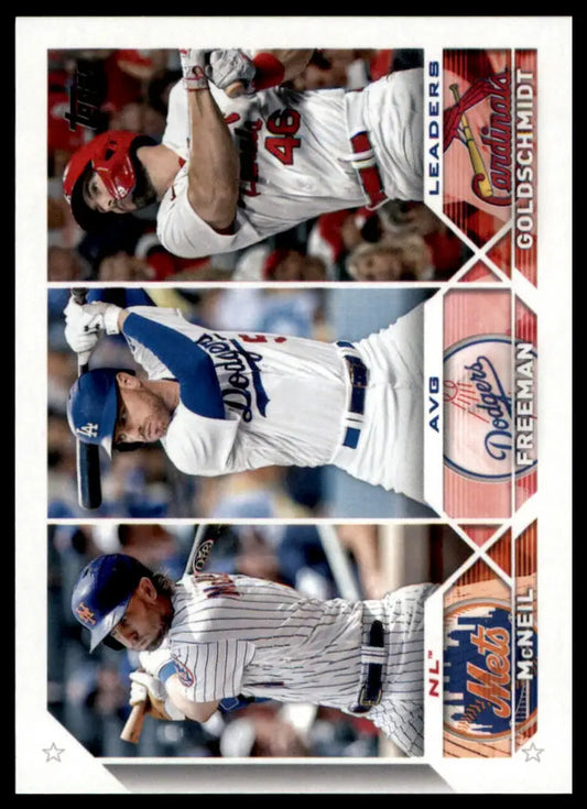2023 Topps NL AVG Leaders Jeff McNeil / Freddie Freeman / Paul Goldschmidt 43 NM - Baseball Card Single