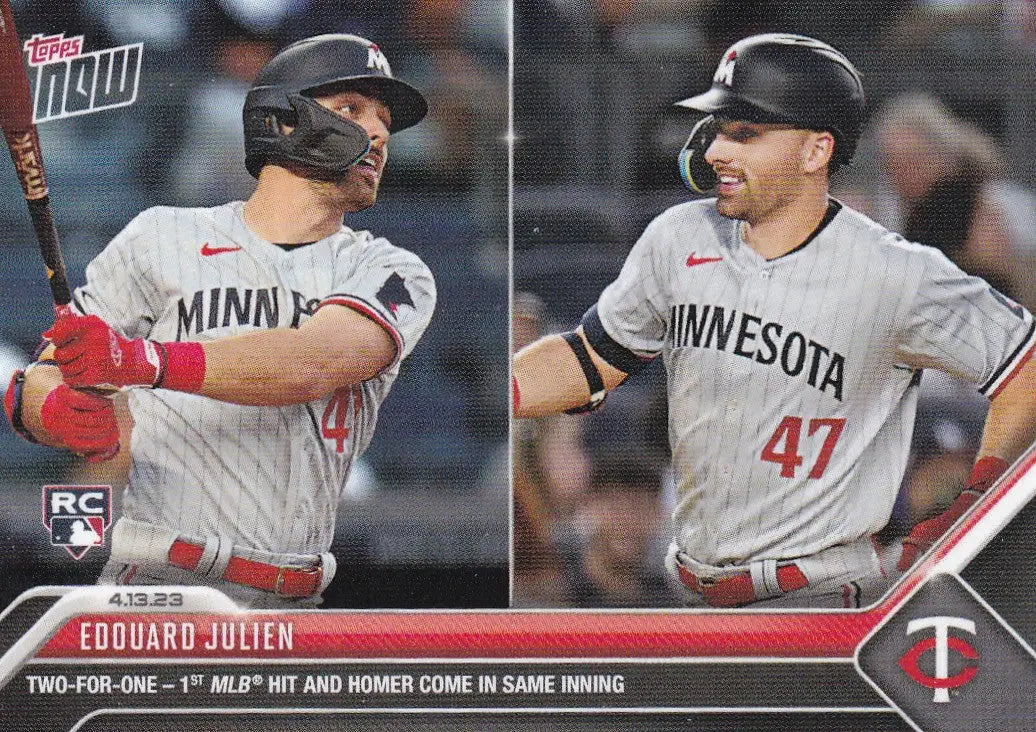 Baseball trading card of Edouard Julien of the Minnesota Twins from 2023 TOPPS NOW
