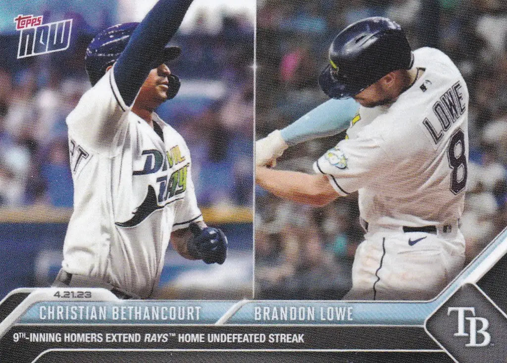 Baseball trading card featuring Christian Bethancourt and Brandon Lowe from Tampa Bay Rays
