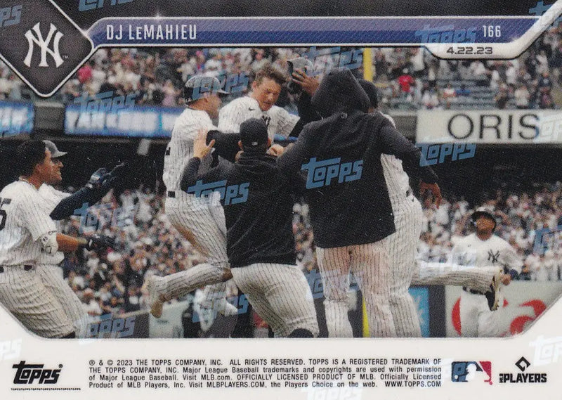 2023 TOPPS NOW #166 DJ LEMAHIEU- NEW YORK YANKEES - Baseball Card Single