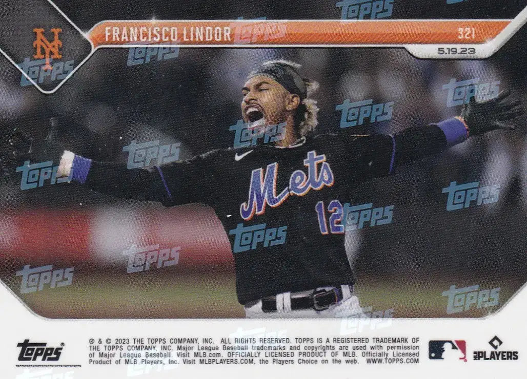 2023 TOPPS NOW #321 FRANCISCO LINDOR- NEW YORK METS - Baseball Card Single