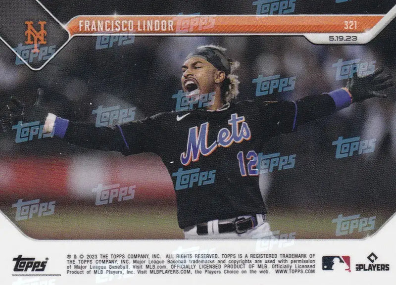 2023 TOPPS NOW #321 FRANCISCO LINDOR- NEW YORK METS - Baseball Card Single