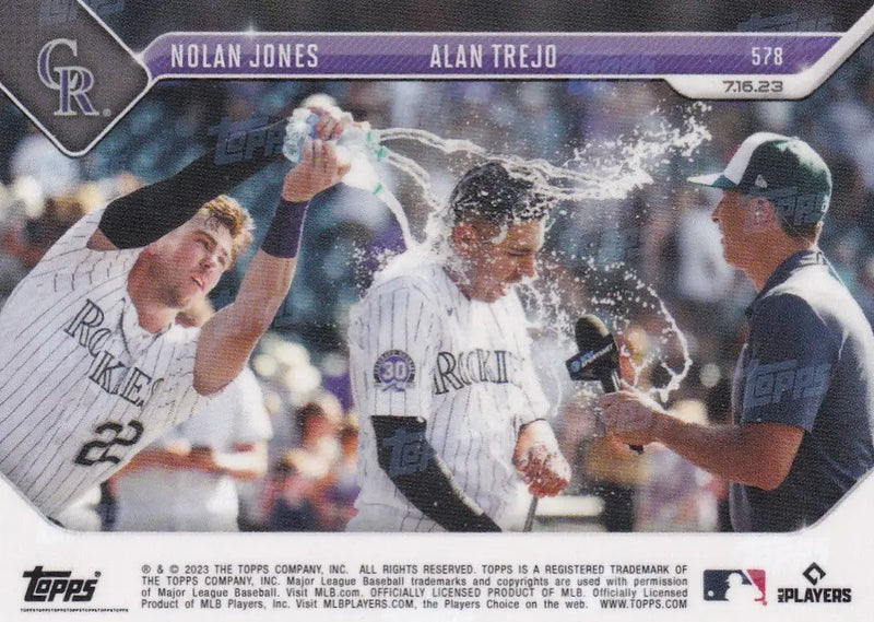 2023 TOPPS NOW #578 NOLAN JONES & ALAN TREJO- COLORADO ROCKIES - Baseball Card Single