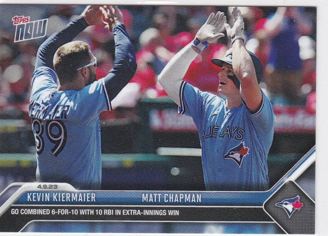 Baseball trading card featuring Kevin Kiermaier and Matt Chapman of Toronto Blue Jays