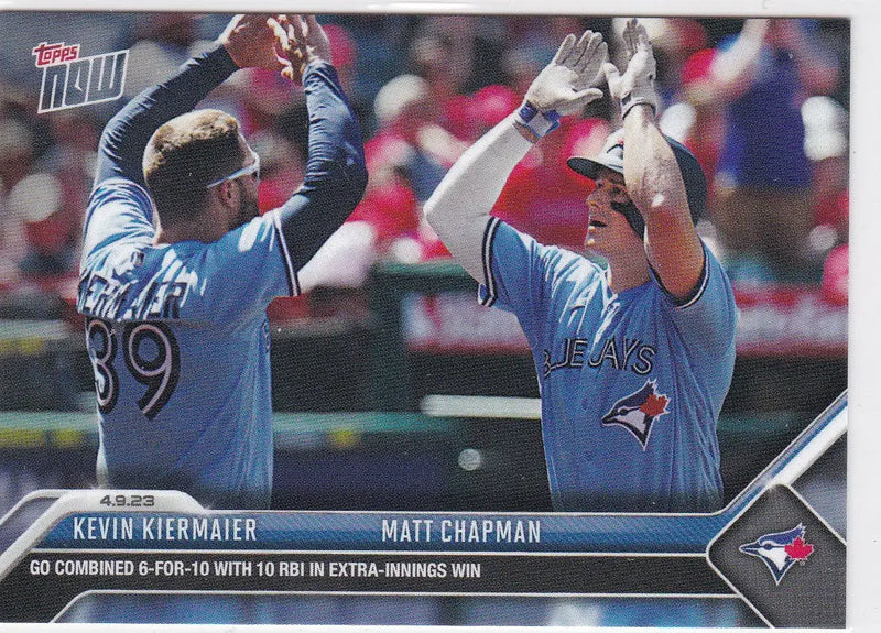 Baseball trading card featuring Kevin Kiermaier and Matt Chapman of Toronto Blue Jays