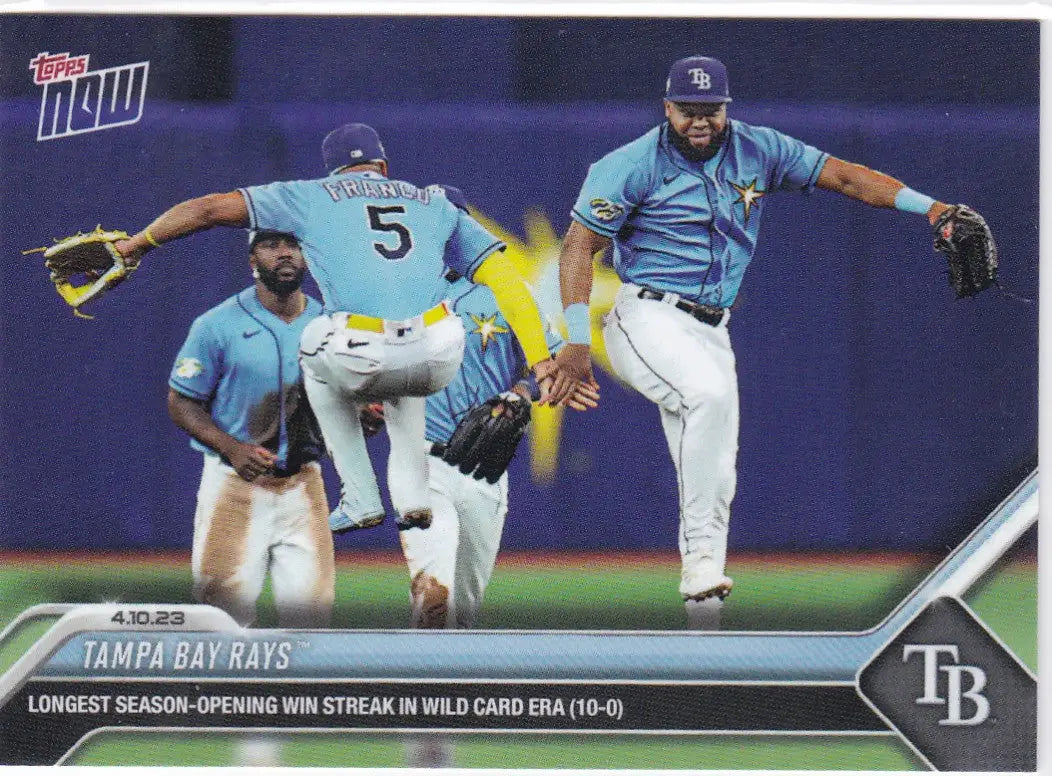 2023 TOPPS NOW Tampa Bay Rays baseball card celebrating Tampa Bay Rays 10-0 win streak
