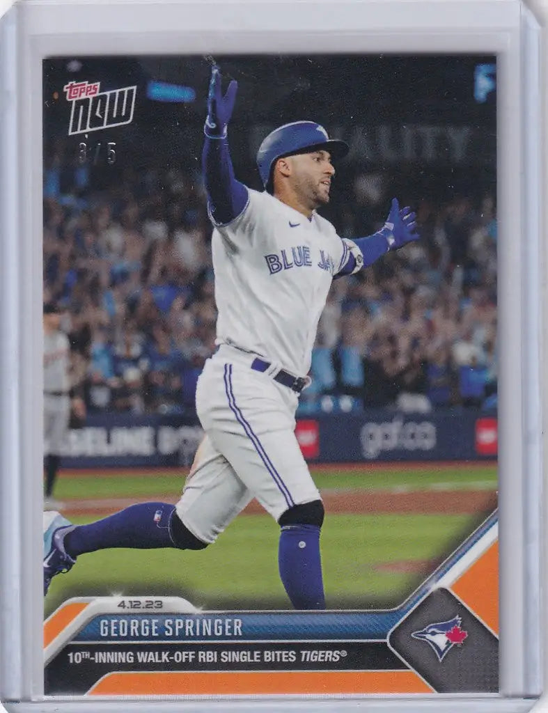 Baseball card of George Springer celebrating for the Toronto Blue Jays
