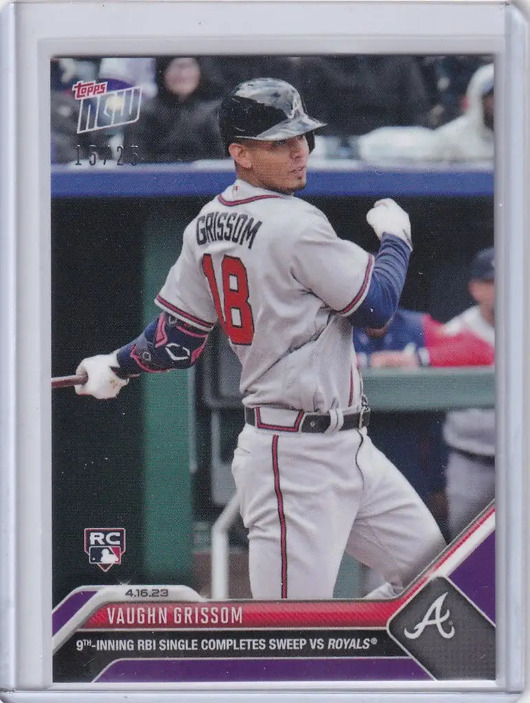 Vaughn Grissom Atlanta Braves baseball card in batting stance from 2023 Topps Now Parallel
