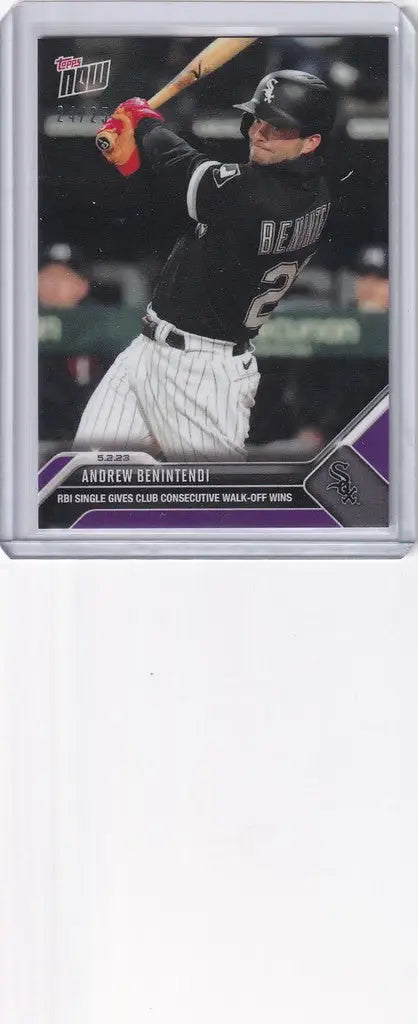 Baseball trading card of Andrew Benintendi Chicago White Sox at bat for 2023 Topps Now