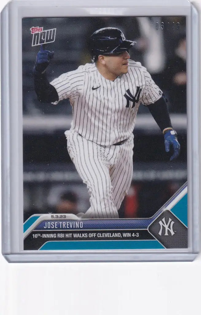 Baseball card of Jose Trevino in a New York Yankees uniform, trading cards collectible