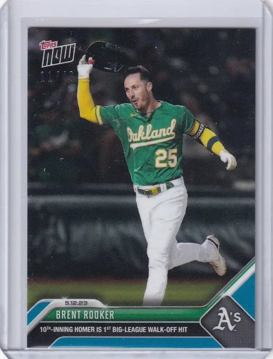 Baseball trading card of Brent Rooker in green jersey number 25, Oakland Athletics