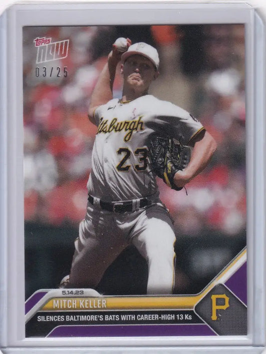 Mitch Keller Pittsburgh Pirates pitcher mid-throw on 2023 TOPPS NOW card #289