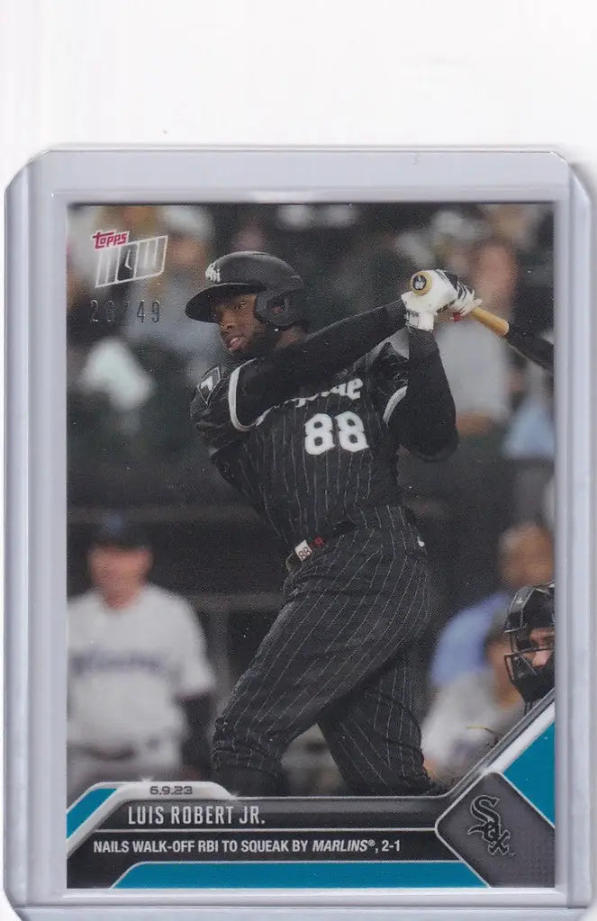 Luis Robert Jr Chicago swinging bat on 2023 Topps Now Parallel Baseball Card
