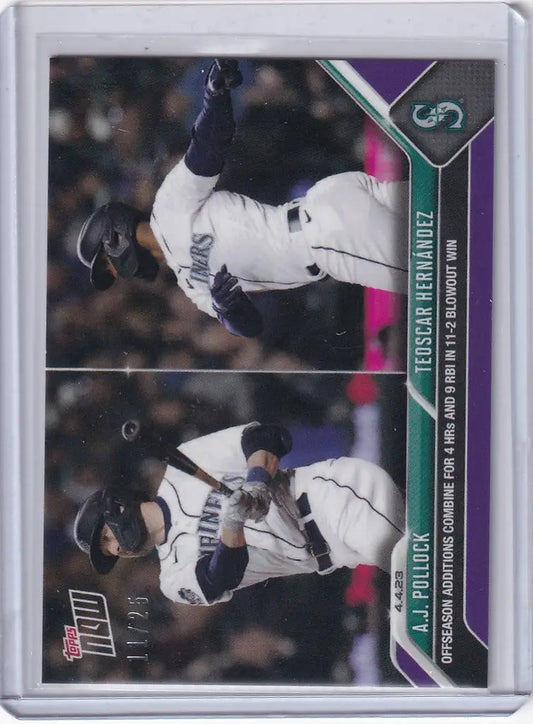 Baseball trading card of Pollock Seattle Mariners featuring two action shots