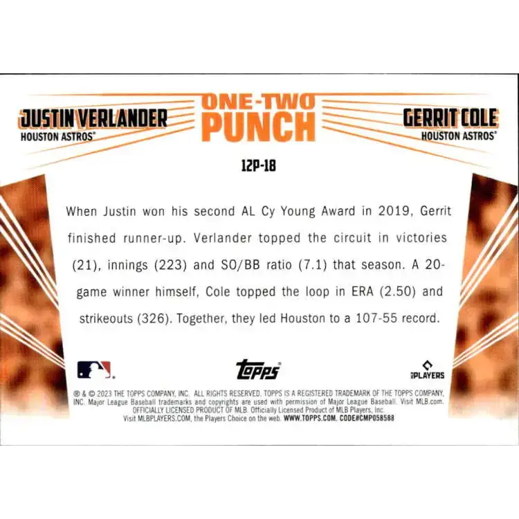 2023 Topps One-Two Punch #12P-11 Carlos Rodon/Logan Webb NM-MT San Francisco Giants Baseball Card - Baseball Card Single