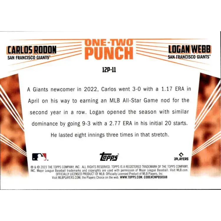 2023 Topps One-Two Punch #12P-18 Gerrit Cole/Justin Verlander NM-MT Houston Astros Baseball Card - Baseball Card Single