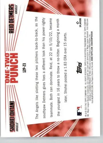 2023 Topps One-Two Punch #12P-23 Reid Detmers/Shohei Ohtani NM-MT Angel ID:54033 - Trading Card