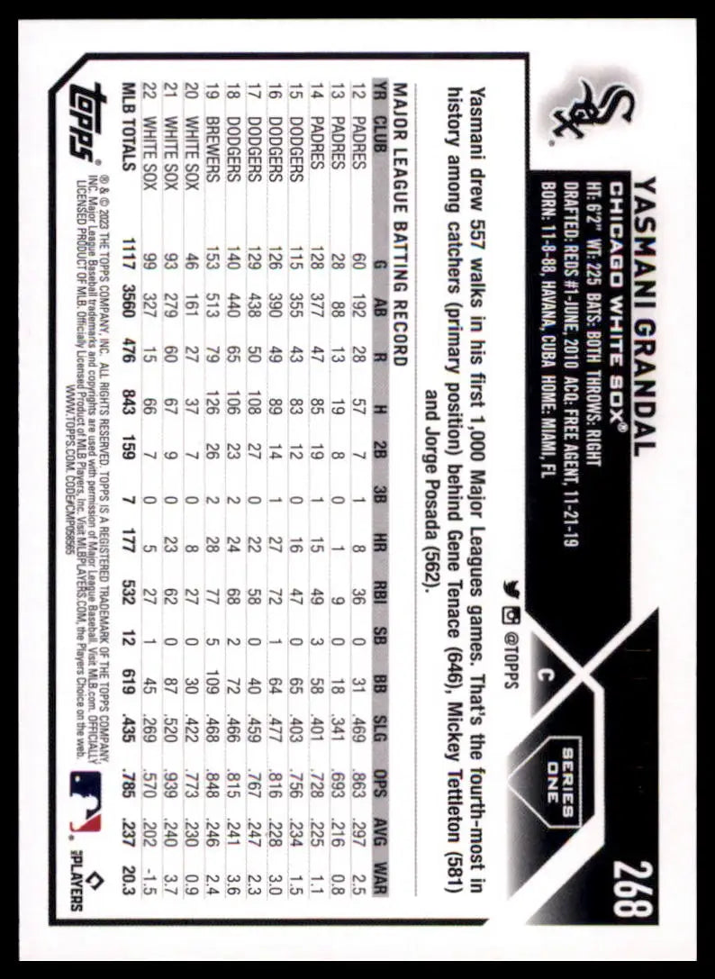 2023 Topps - Orange Foil Yasmani Grandal 268 /299 Chicago White Sox NM - Baseball Card Single