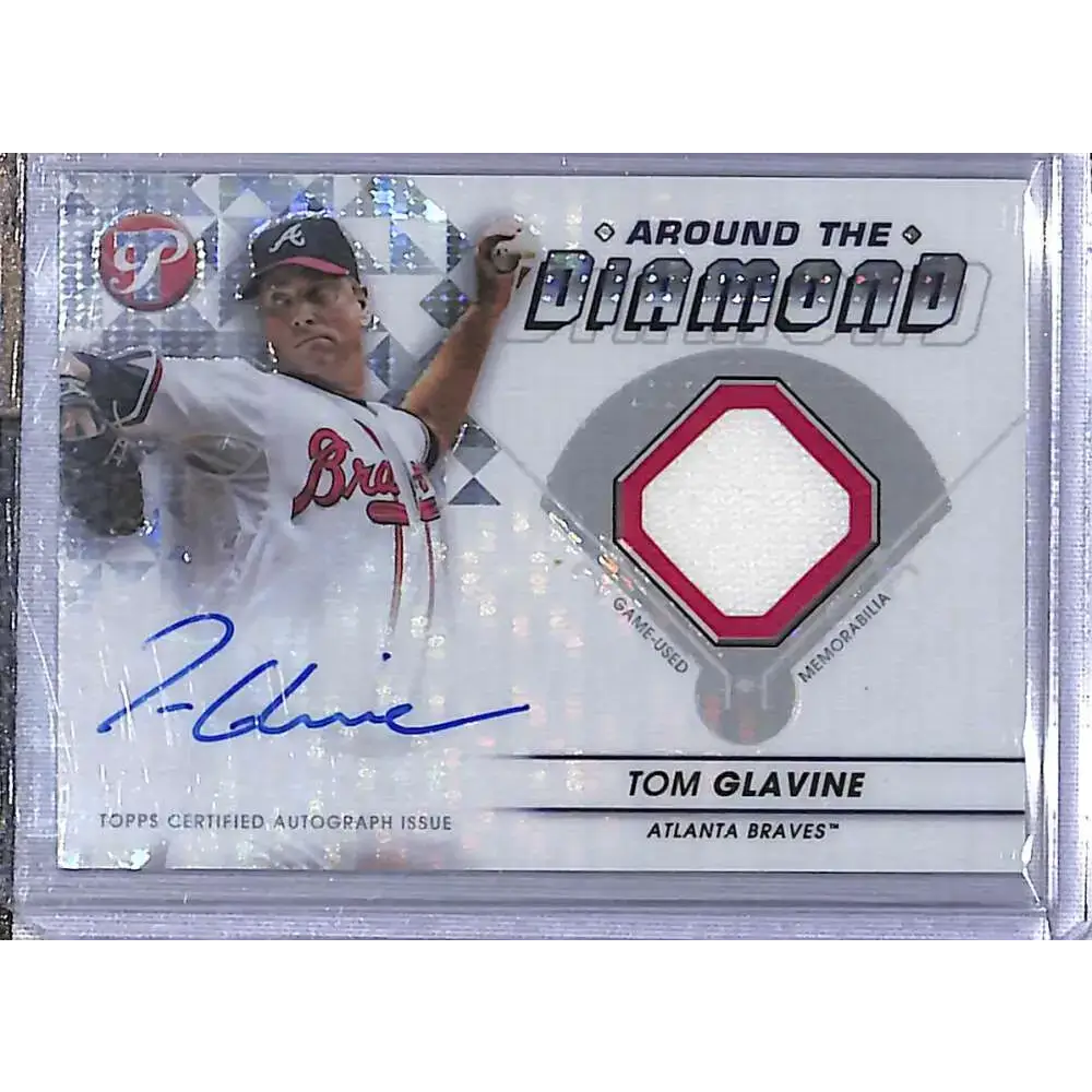 2023 Topps Pristine #ADR-TGL Tom Glavine Around The Diamond Autograph Relic Pristine Refractor #/99 Baseball Card