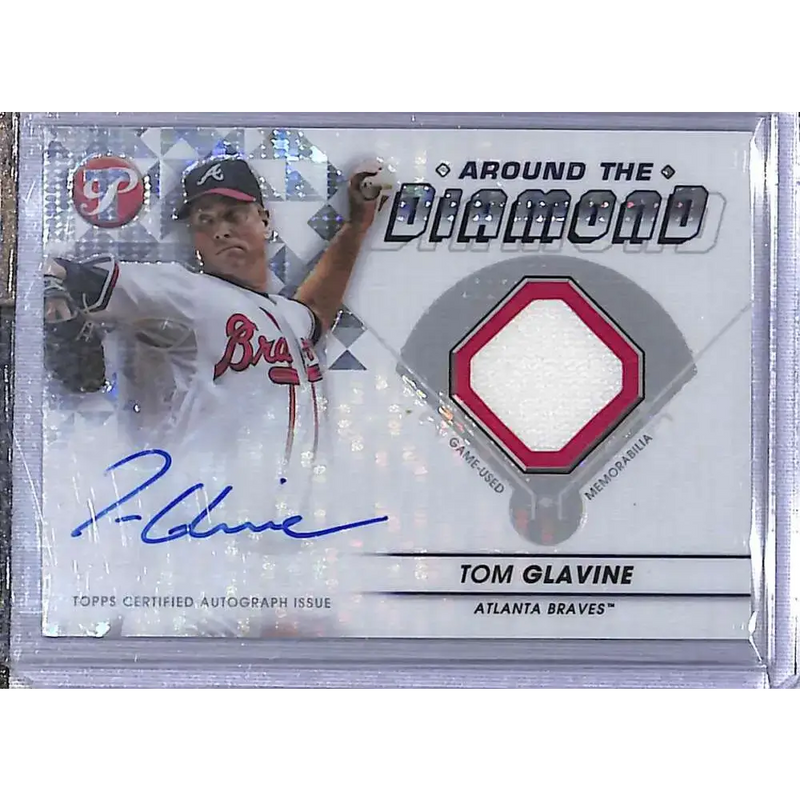 2023 Topps Pristine #ADR-TGL Tom Glavine Around The Diamond Autograph Relic Pristine Refractor #/99 Baseball Card