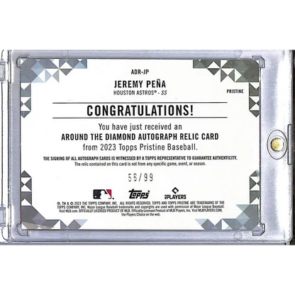 2023 Topps Pristine Around The Diamond #ADR-JP Jeremy Pena NM-MT MEM Auto 56/99 Houston Astros  Image 2
