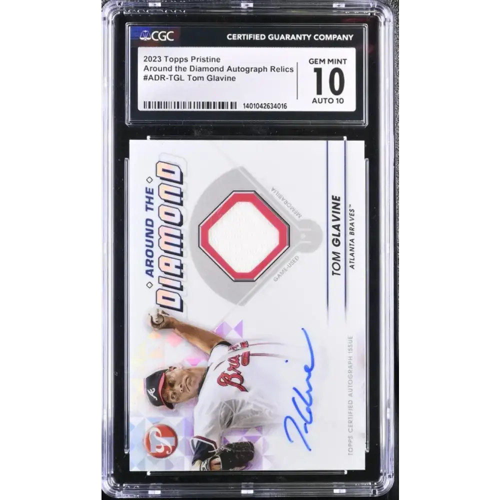 2023 Topps Pristine Around The Diamond #ADRTGL Tom Glavine CGC 10 Gem Mint MEM Auto Atlanta Braves Baseball Card