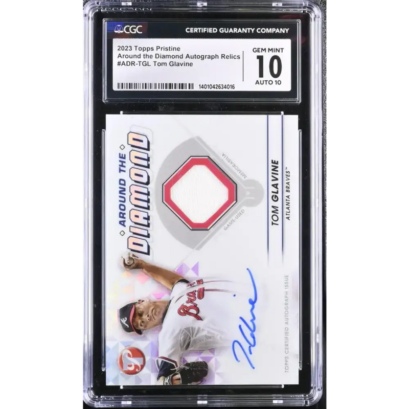 2023 Topps Pristine Around The Diamond #ADRTGL Tom Glavine CGC 10 Gem Mint MEM Auto Atlanta Braves Baseball Card