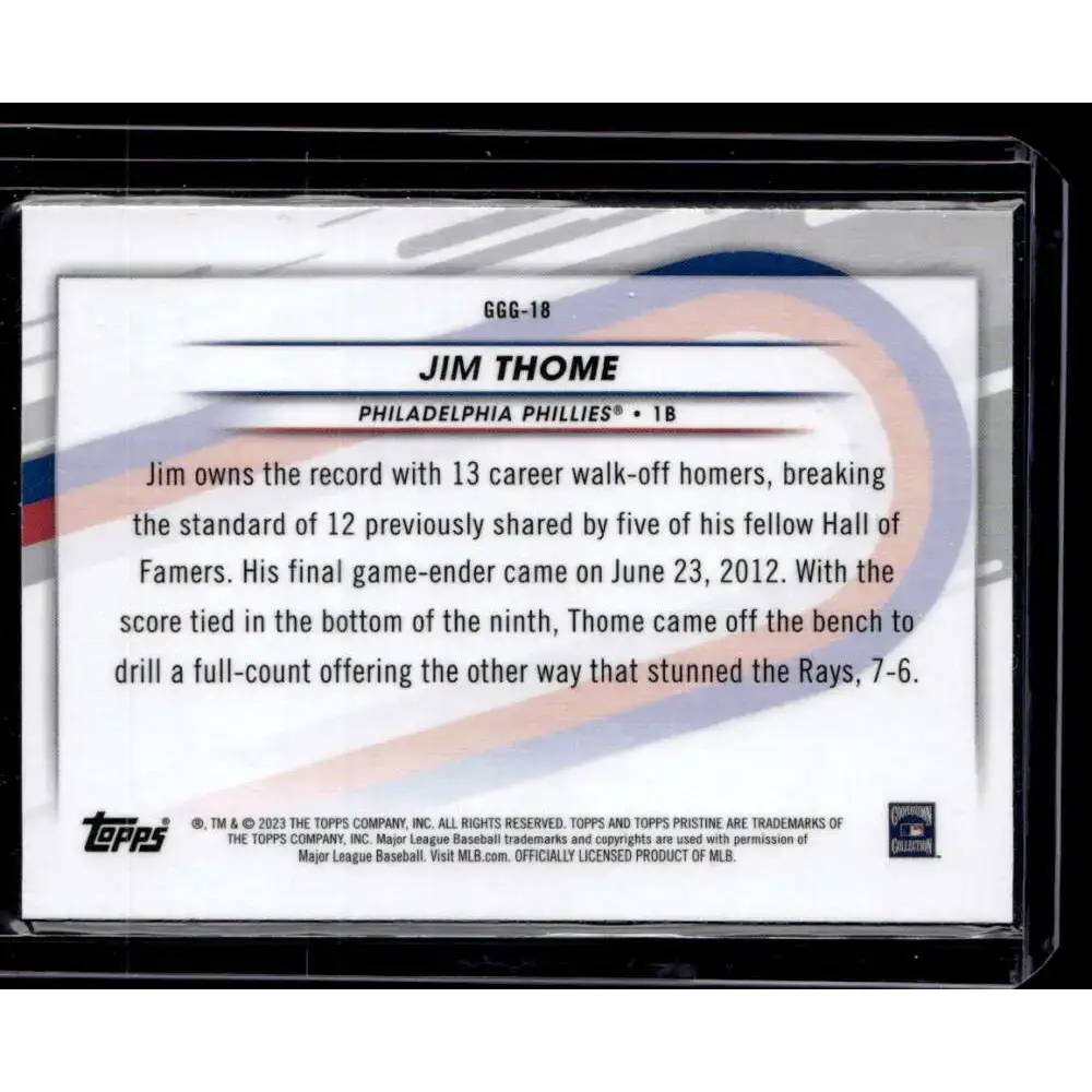 2023 Topps Pristine #GGG-18 Jim Thome Going Going Gone! NM-MT - Baseball Card Single