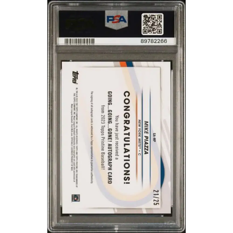 2023 Topps Pristine Orange #GA-MP Mike Piazza PSA 10 GEM MINT Auto 21/25 New York Mets Basebal - Baseball Card Single