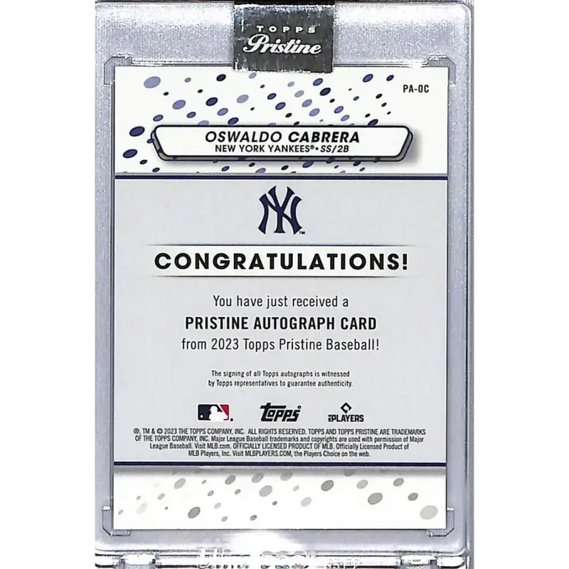 2023 Topps Pristine #PA-OC Oswaldo Cabrera NM-MT Auto Yankees - Baseball Card Single