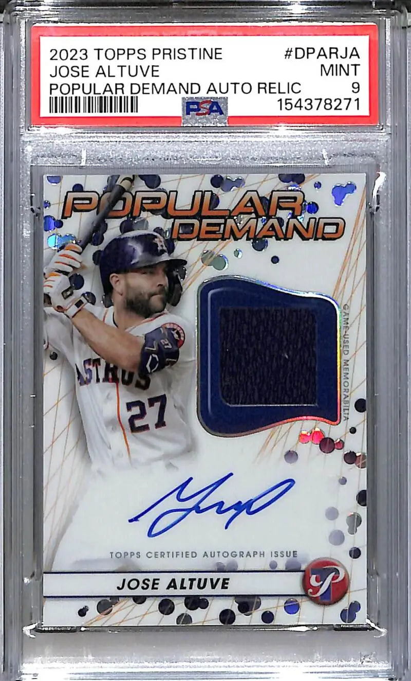 2023 Topps Pristine Popular Demand #DPAR-JA Jose Altuve PSA 9 MINT MEM Auto Houston Astros - Baseball Card Single