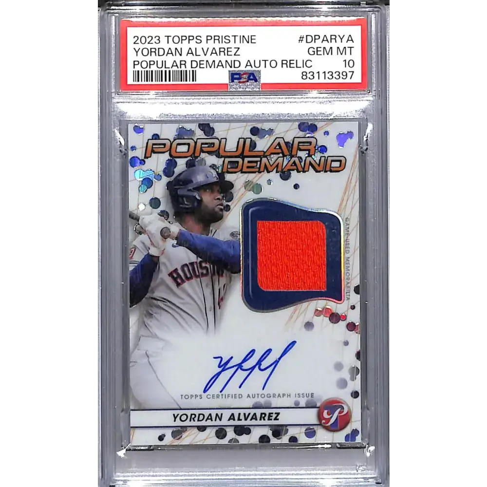 2023 Topps Pristine Popular Demand #DPAR-YA Yordan Alvarez PSA 10 GEM MINT MEM Auto Houston Astros - Baseball Card
