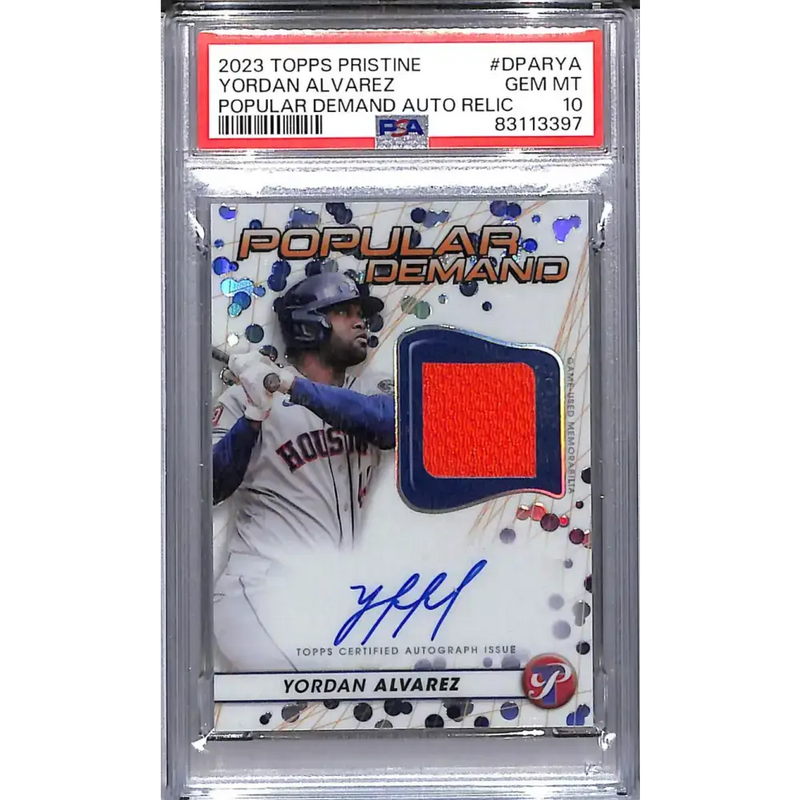 2023 Topps Pristine Popular Demand #DPAR-YA Yordan Alvarez PSA 10 GEM MINT MEM Auto Houston Astros - Baseball Card